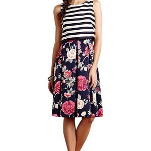 Moulinette Soeurs Floral Stripe Split Print Dress
